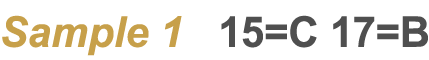 Sample 1 - 15=C, 17=B